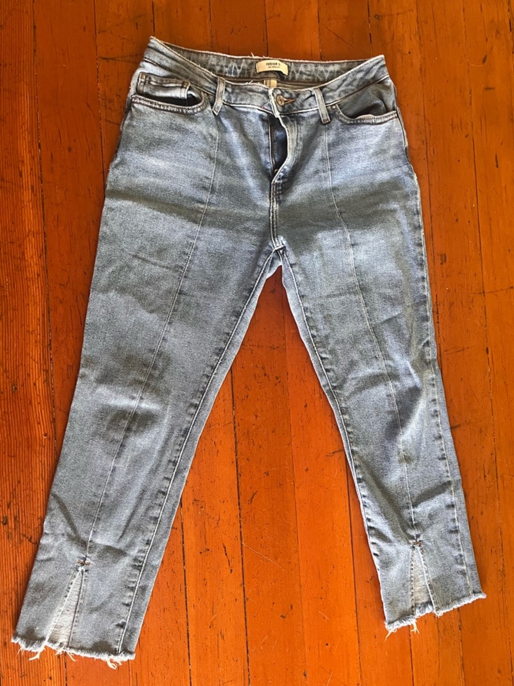 Forever 21 Light Wash High-Rise Cropped Jeans